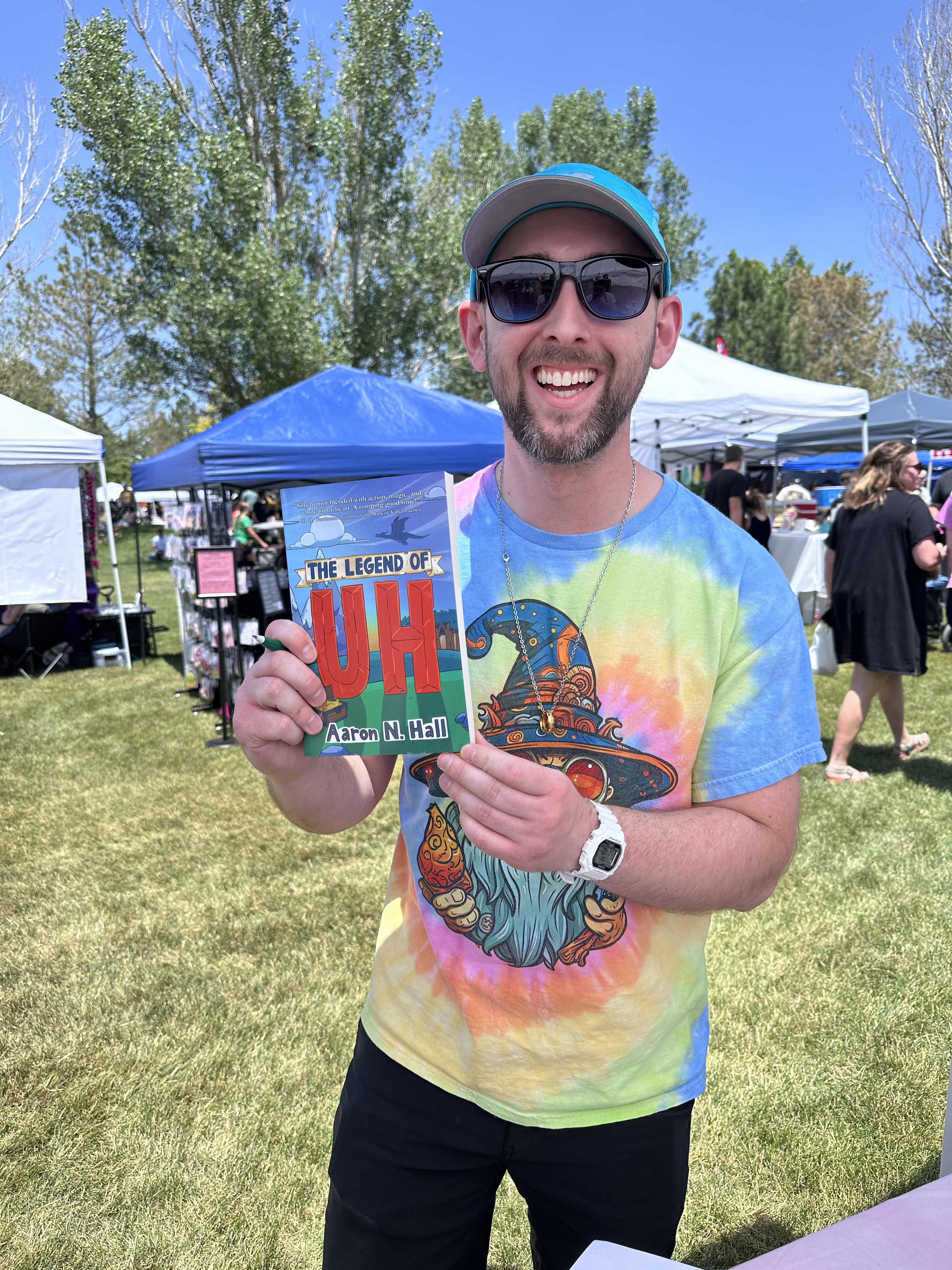Author Aaron N. Hall visiting The Local Readery booth